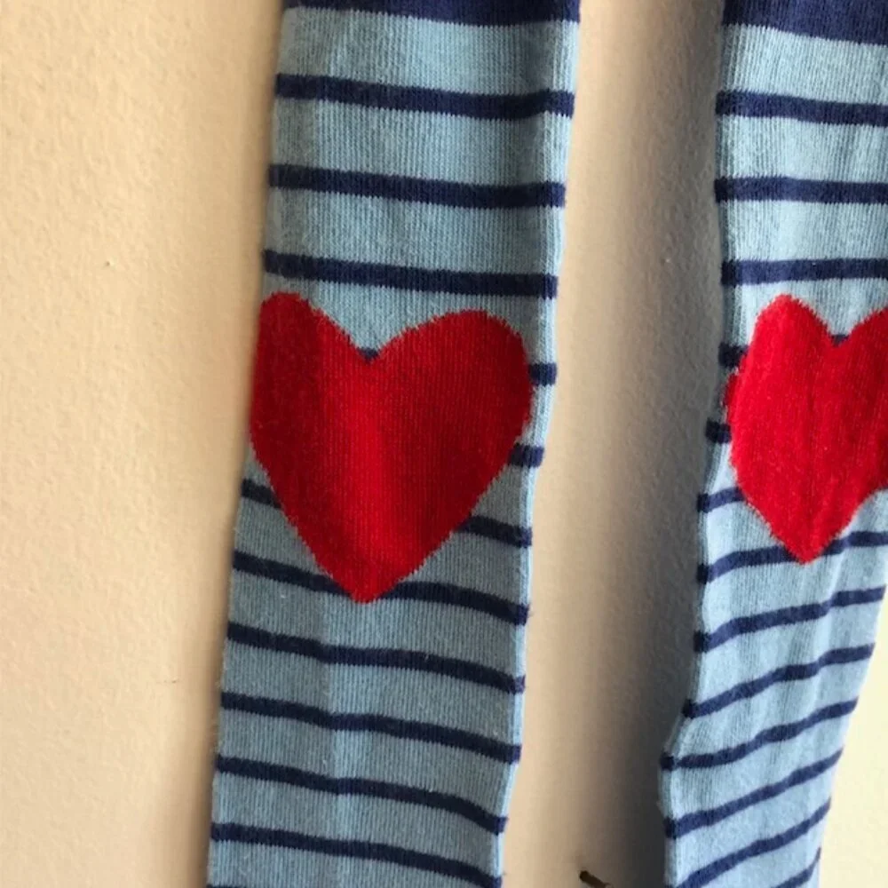 HANNA ANDERSSON Red Heart Blue Stripe Leggings Bottoms 90/100
